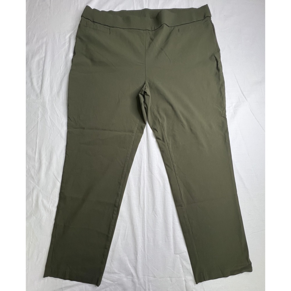 Briggs Women's Olive Green‎ Pull On Pants Comfort Stretch Casual Trousers